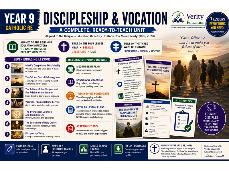 Year 9 Catholic RE: Discipleship, Vocation & Holy Orders — Full RED Unit (KS3)