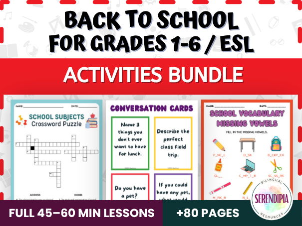 Back To School | First Day of School Print-And-Go Activities 2nd, 3rd, 4th, 5th Grades | BUNDLE