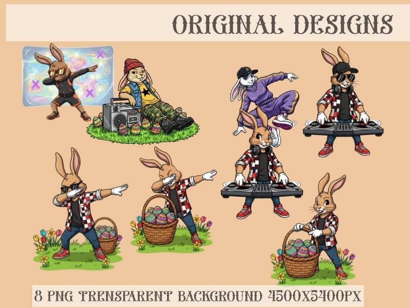 Dabbing Easter Bunny Boy PNG bundle Cool Kids Easter Design easter bunny clipart