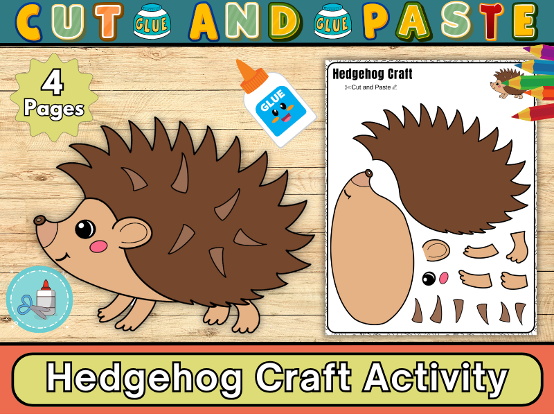 Hedgehog Craft Activity-Fall Bulletin Board Theme Craft Activity-Cut & Paste Activity