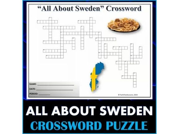All About Sweden - Crossword Puzzle Activity Worksheet
