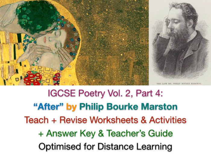 "After" - Philip Bourke Marston - IGCSE NO PREP TEACH + REVISE + ANSWERS