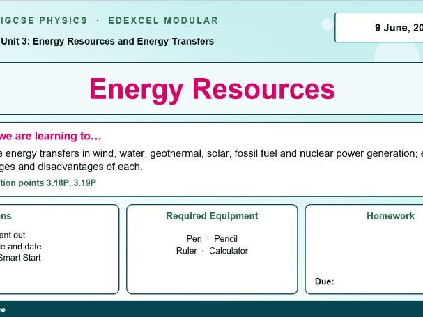 IGCSE Physics: Energy Resources | Edexcel Modular | Unit 3 | L11 | Physics only | FREE
