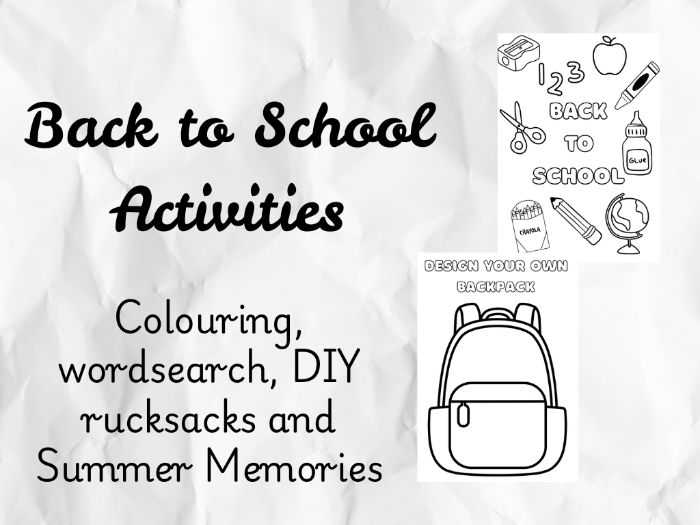 Back To School Activity Worksheets