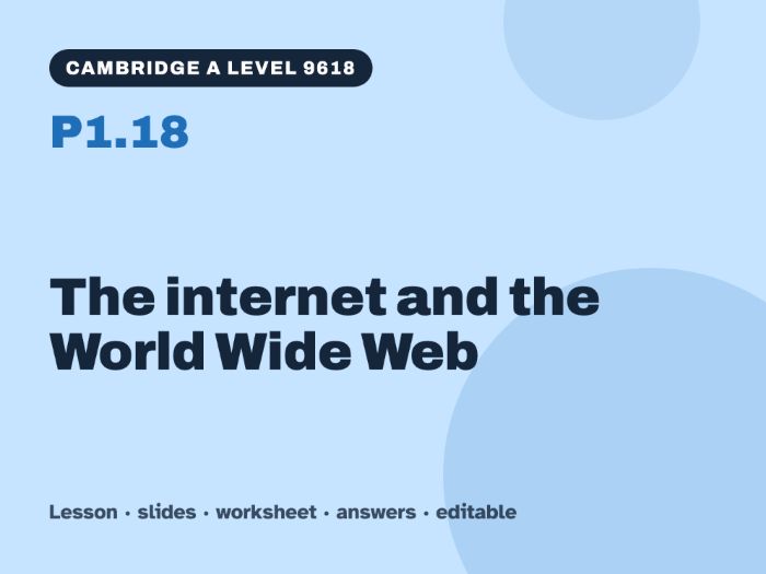 Cambridge A Level Computer Science 9618 – P1.18 The internet and the World Wide Web