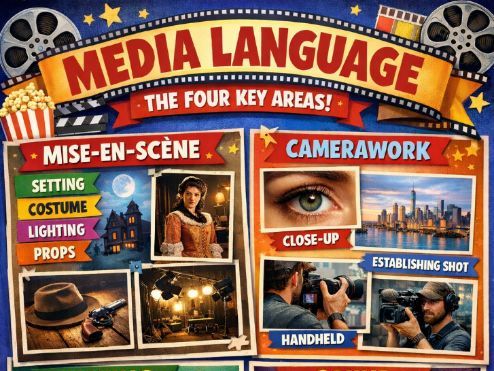 Media Language - The Four Key Areas Display Poster