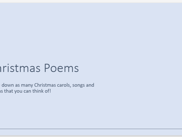 A standalone Year 7 lesson on Writing Christmas Poems