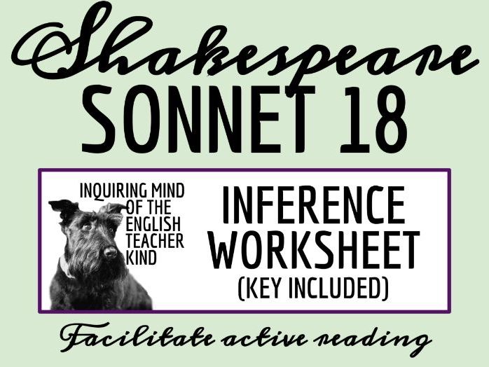 Shakespeare's Sonnet 18 Close Reading Worksheet and Answer Key | Poetry Analysis