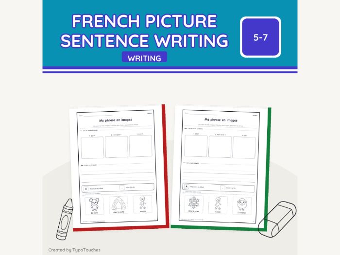 French Picture Sentence Writing | 26 Sheets