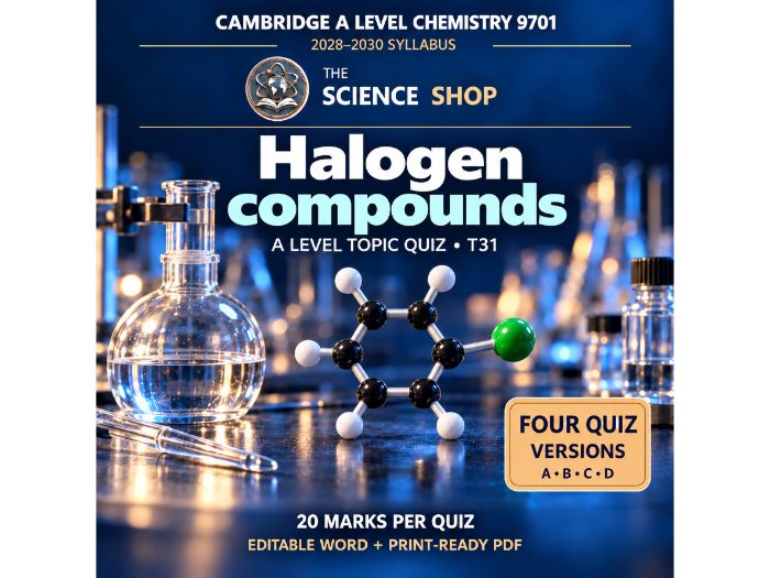 Halogen compounds | Cambridge A Chemistry 9701 | 4 Revision Quizzes