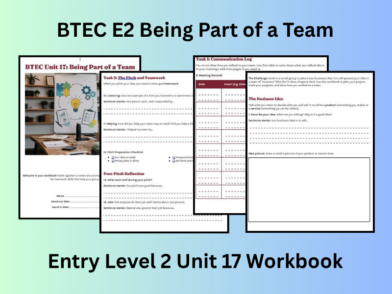 BTEC Entry Level 2 Being Part of a Team Workbook