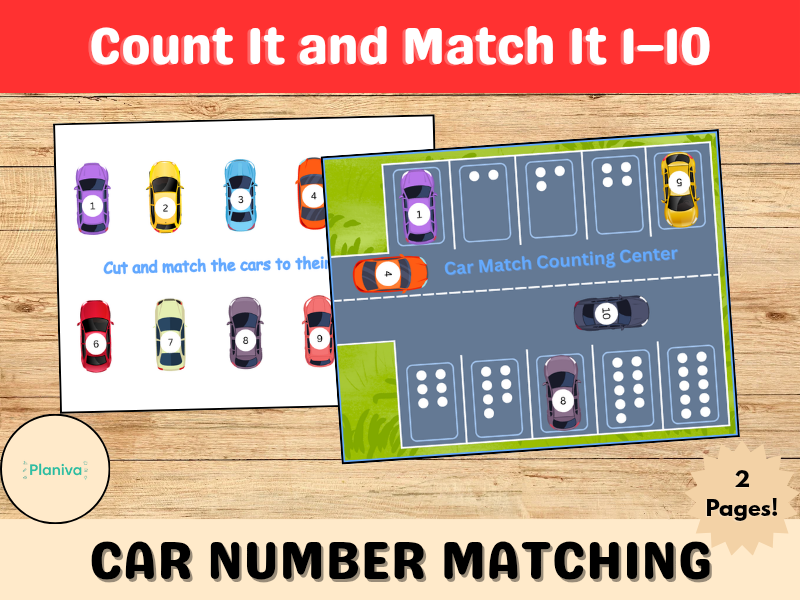 Count It and Match It 1–10 – Car Number Matching