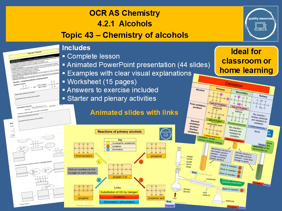 Chemistry of alcohols OCR AS chemistry