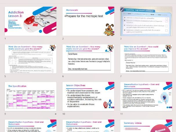 AQA A level Psychology Addiction Course Lesson Power Points for new 2027 specification!