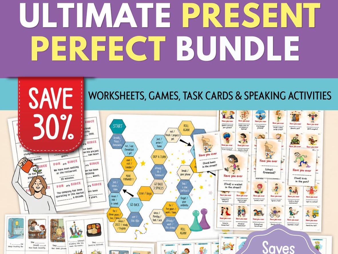 Ultimate Present Perfect Bundle | ESL Grammar Worksheets, Games, Task Cards