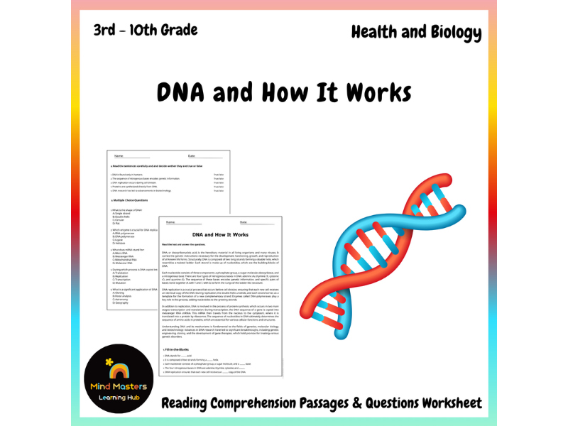 DNA and How It Works Reading Comprehension Passages & Questions ...