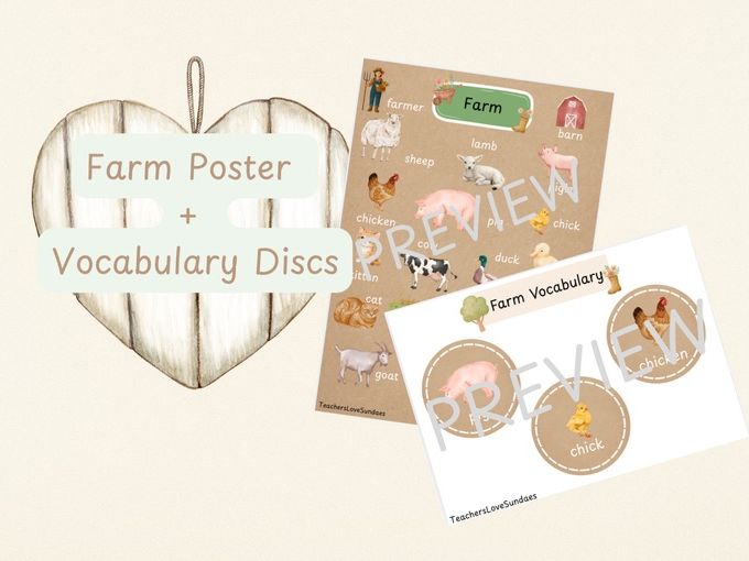 Farm Vocabulary Poster & Vocabulary Discs