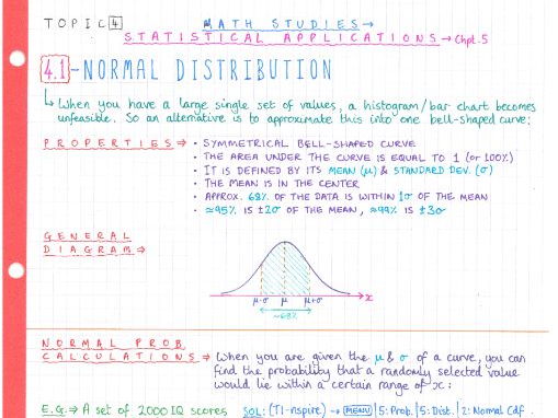 IB Maths Studies SL - Topic 4 - Statistical Applications - Notes