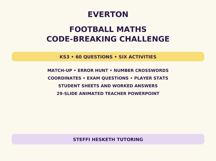 Everton Football Maths Code-Breaking Challenge – KS3