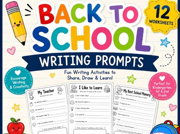 Back to School Writing Prompts | First Week of School Writing Worksheets | KS1
