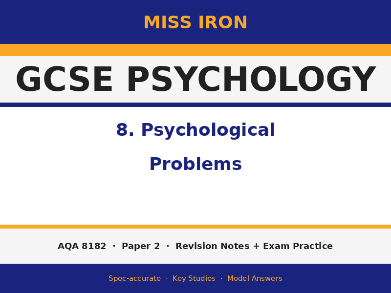 AQA GCSE Psychology (8182) – Psychological Problems Revision Pack | Paper 2