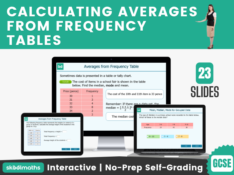 Calculating Averages from Frequency Tables GCSE Interactive Maths Lesson