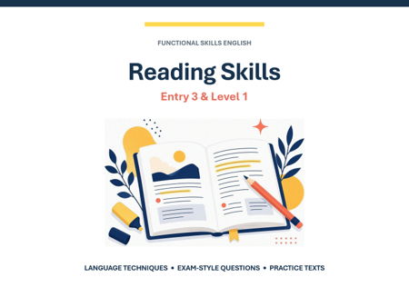 Functional Skills English Entry 3 & Level 1 Reading Skills Pack – Language Techniques, Practice Text