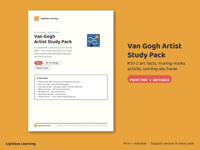 Van Gogh Artist Study — KS1 KS2 Art Pack