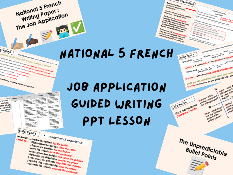 Job Application Guided Writing | PowerPoint Lesson | National 5 French