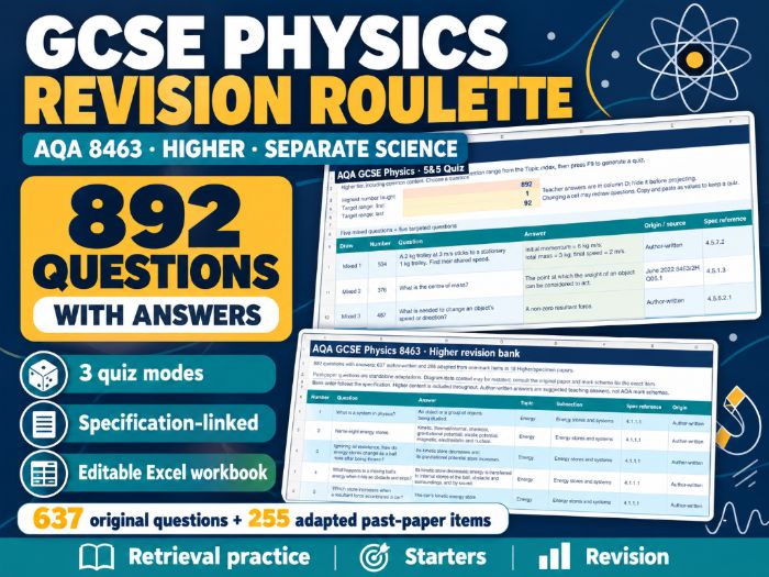 GCSE AQA Physics Roulette Revision