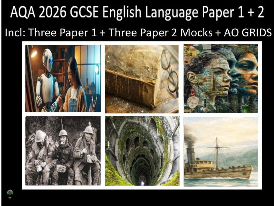 Six AQA 2026 GCSE English Language Paper 1 & 2 Mocks | AO Grids