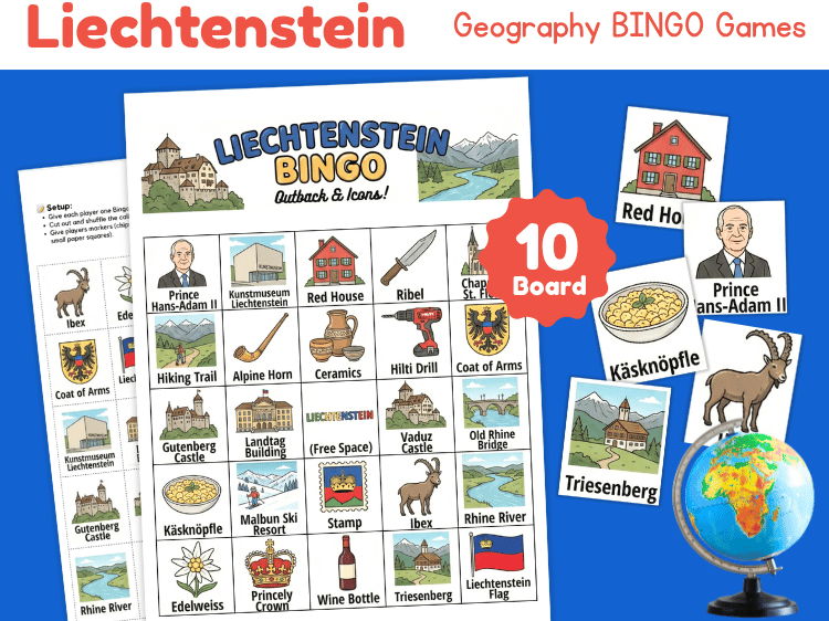 Liechtenstein Geography Bingo | Country Study Game