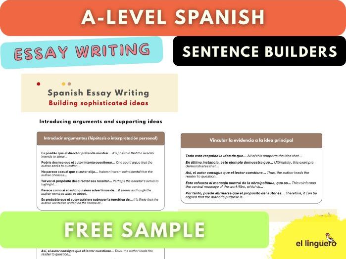 A Level Spanish Essay Writing – Sentence Builders (FREE SAMPLE)