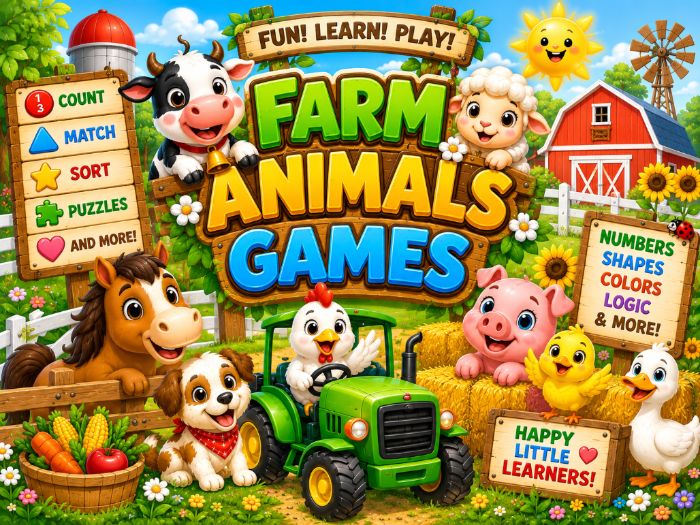 Farm Animals Math Games & Centers | Numbers 1–20, Counting & Number Sense | Preschool–1st Grade