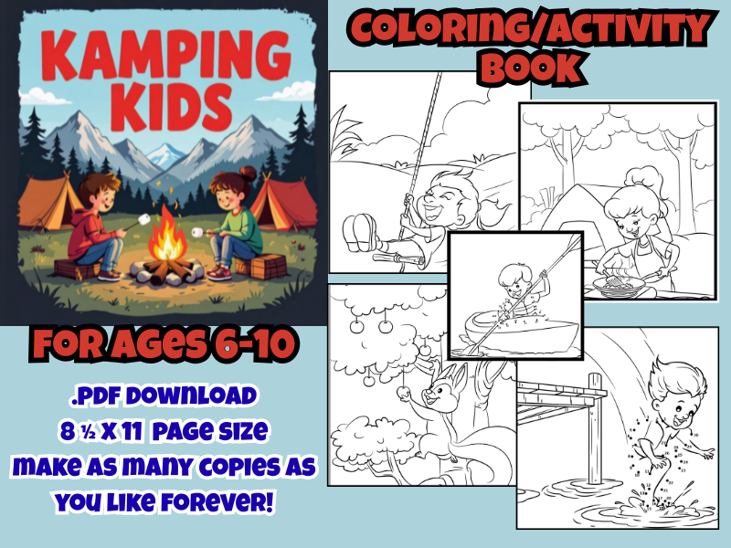 STEM Kamping Kids-Coloring and Connect The Dots -Activity Book-Grades 1-4, 82 pages