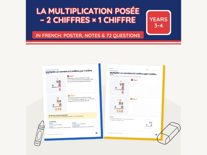 French Multiplication 2-Digit × 1-Digit
