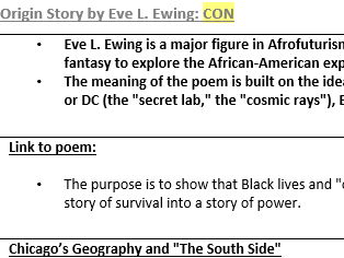 WJEC Poetry 2027 Origin Story Historical Context revision sheet