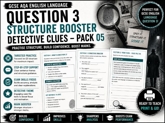 GCSE English Language - Structure Booster: Detective Clues Pack 05