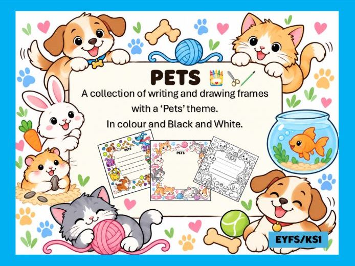 Pets Themed Writing and Drawing Frames