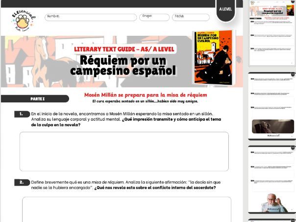 AS/A Level Spanish Guided Reading Worksheet: Réquiem por un campesino español (Parte I)