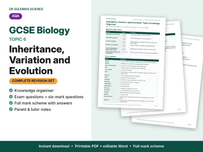AQA GCSE Biology B6 Inheritance, Variation & Evolution Revision