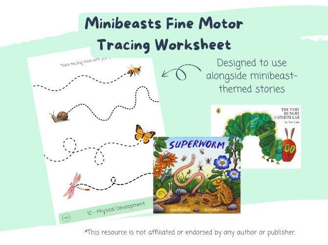 Minibeasts Fine Motor Tracing Worksheet