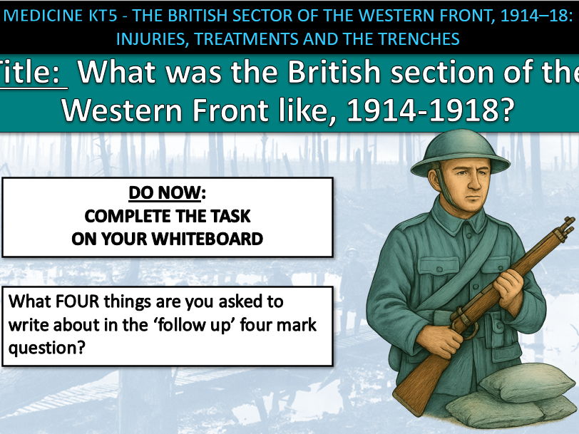 History GCSE Medicine Edexcel KT5 L2 British Sector of the Western Front (Fully Resourced).