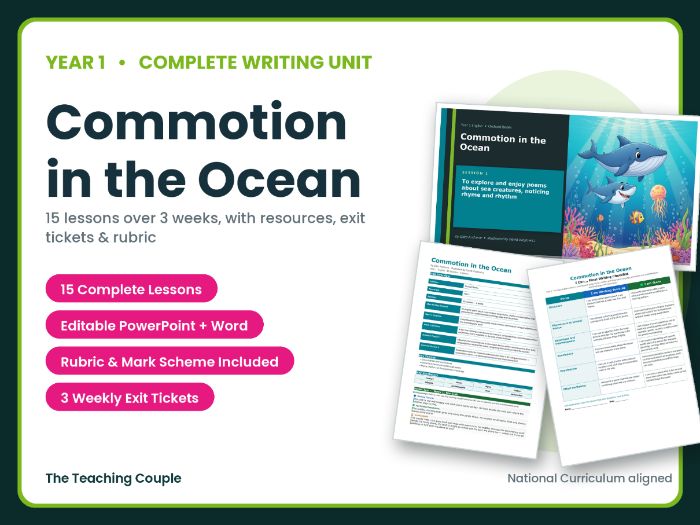 Commotion in the Ocean | Year 1 English Unit | 15 Complete Lessons + Resources + Marking Scheme