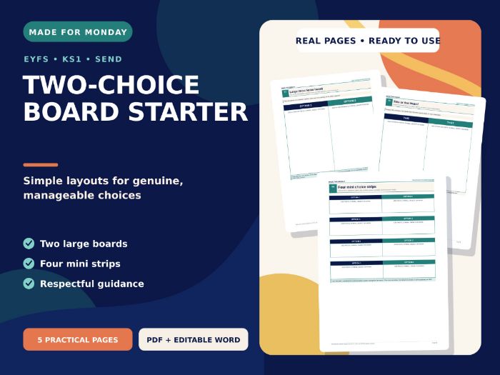 Two-Choice Board Starter - EYFS SEND Visual Communication Support