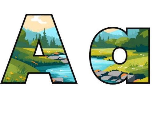 Mountains Rivers Lettering Display