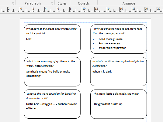 AQA 1-9 Spec; B4 Bioenergetics revision cards