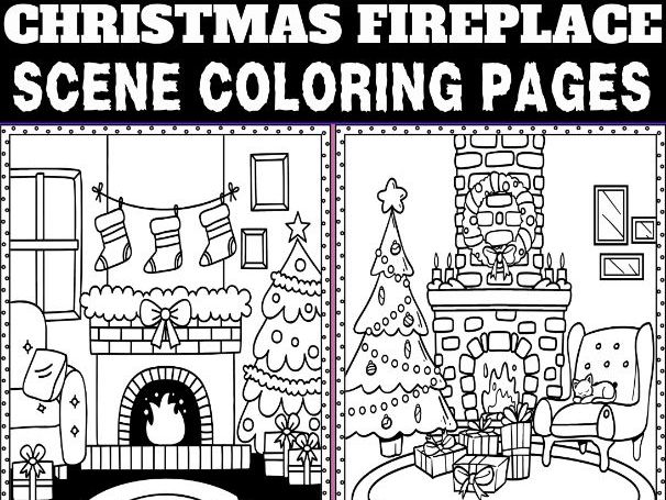Christmas Fireplace Coloring Pages | 15 Cozy Holiday Hearth Scenes for ...