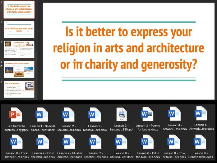 Is it better to express your religion in arts and architecture or charity and generosity? FULL UNIT