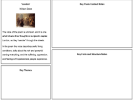 AQA Power and Conflict Poetry Anthology: Blank Quick Revision of Key Information Sheets